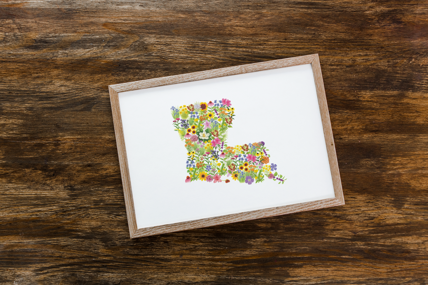 Louisiana Wildflowers, Louisiana Map, Floral Louisiana Art Print, Nature Wall Decor, Botanical Poster, Gift for Nature Lovers, Home Decor