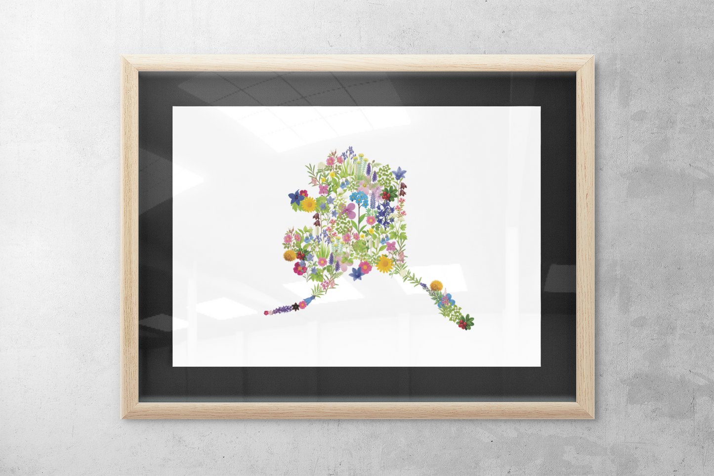Alaska Wildflowers, Alaska Map, Floral Alaska Art Print, Nature Wall Decor, Botanical Poster, Gift for Nature Lovers, Home Decor