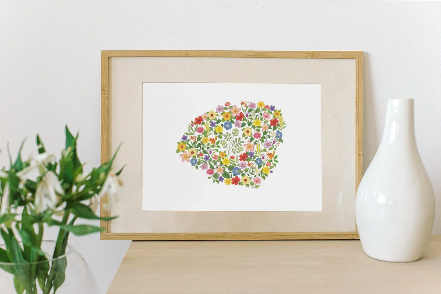 Kauai Wildflowers, Kauai Map, Floral Kauai Art Print, Nature Wall Decor, Botanical Poster, Gift for Nature Lovers, Home Decor