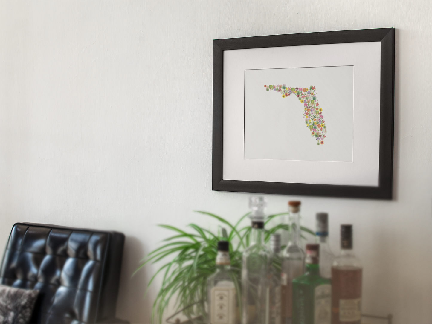 Florida Wildflowers, Florida Map, Floral Florida Art Print, Nature Wall Decor, Botanical Poster, Gift for Nature Lovers, Home Decor