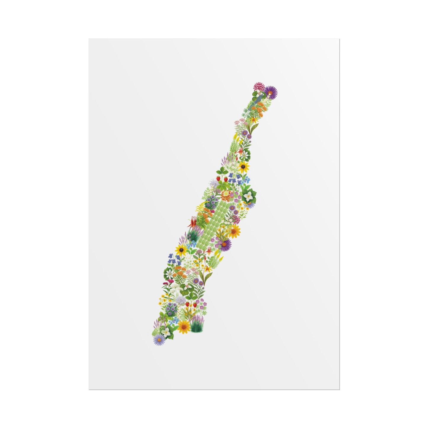 Manhattan Wildflowers, Manhattan Map, Floral Manhattan Art Print, Nature Wall Decor, Botanical Poster, Gift for Nature Lovers, Home Decor