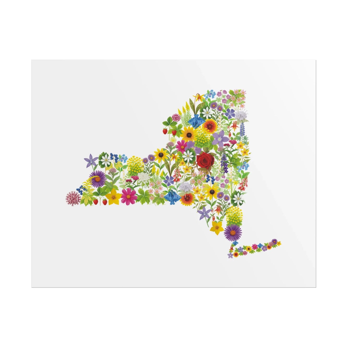 New York Wildflowers, New York Map, Floral New York Art Print, Nature Wall Decor, Botanical Poster, Gift for Nature Lovers, Home Decor