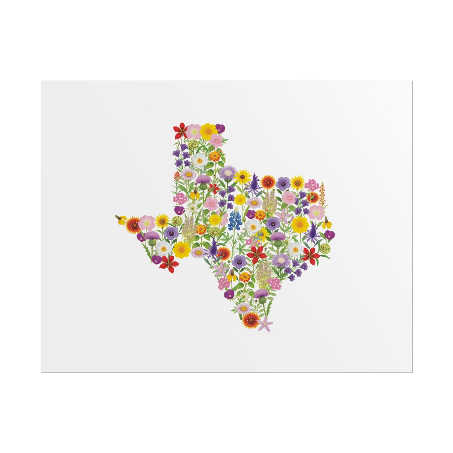 Texas Wildflowers, Texas Map, Floral Texas Art Print, Nature Wall Decor, Botanical Poster, Gift for Nature Lovers, Home Decor