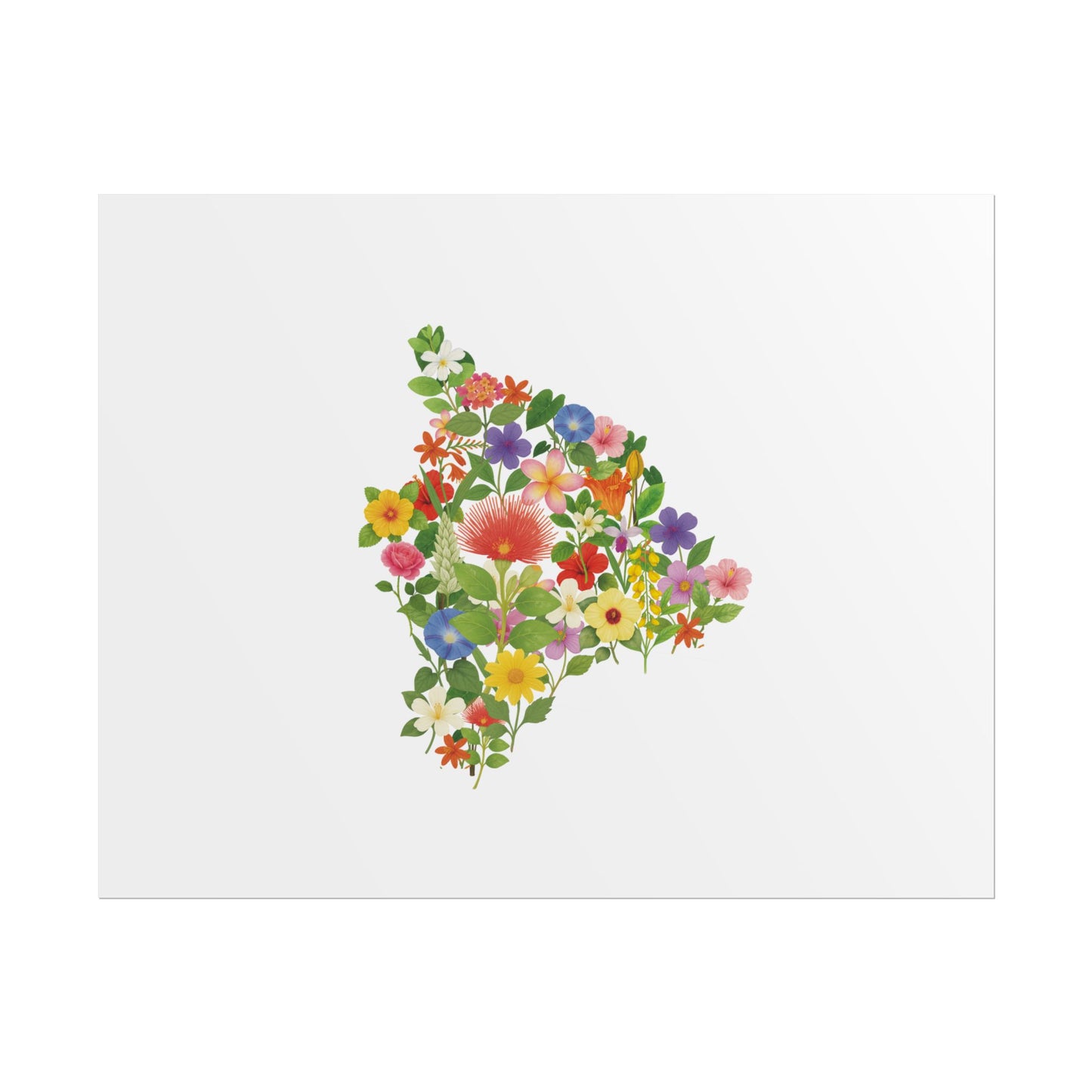 Island of Hawaii Wildflowers, Hawaii Map, Floral Hawaii Art Print, Nature Wall Decor, Botanical Poster, Gift for Nature Lovers, Home Decor