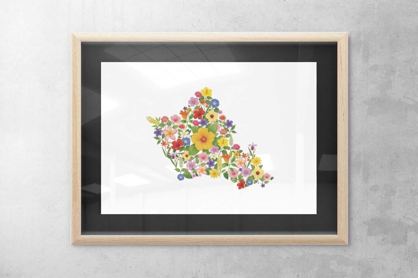Oahu Wildflowers, Oahu Map, Floral Oahu Art Print, Nature Wall Decor, Botanical Poster, Gift for Nature Lovers, Home Decor