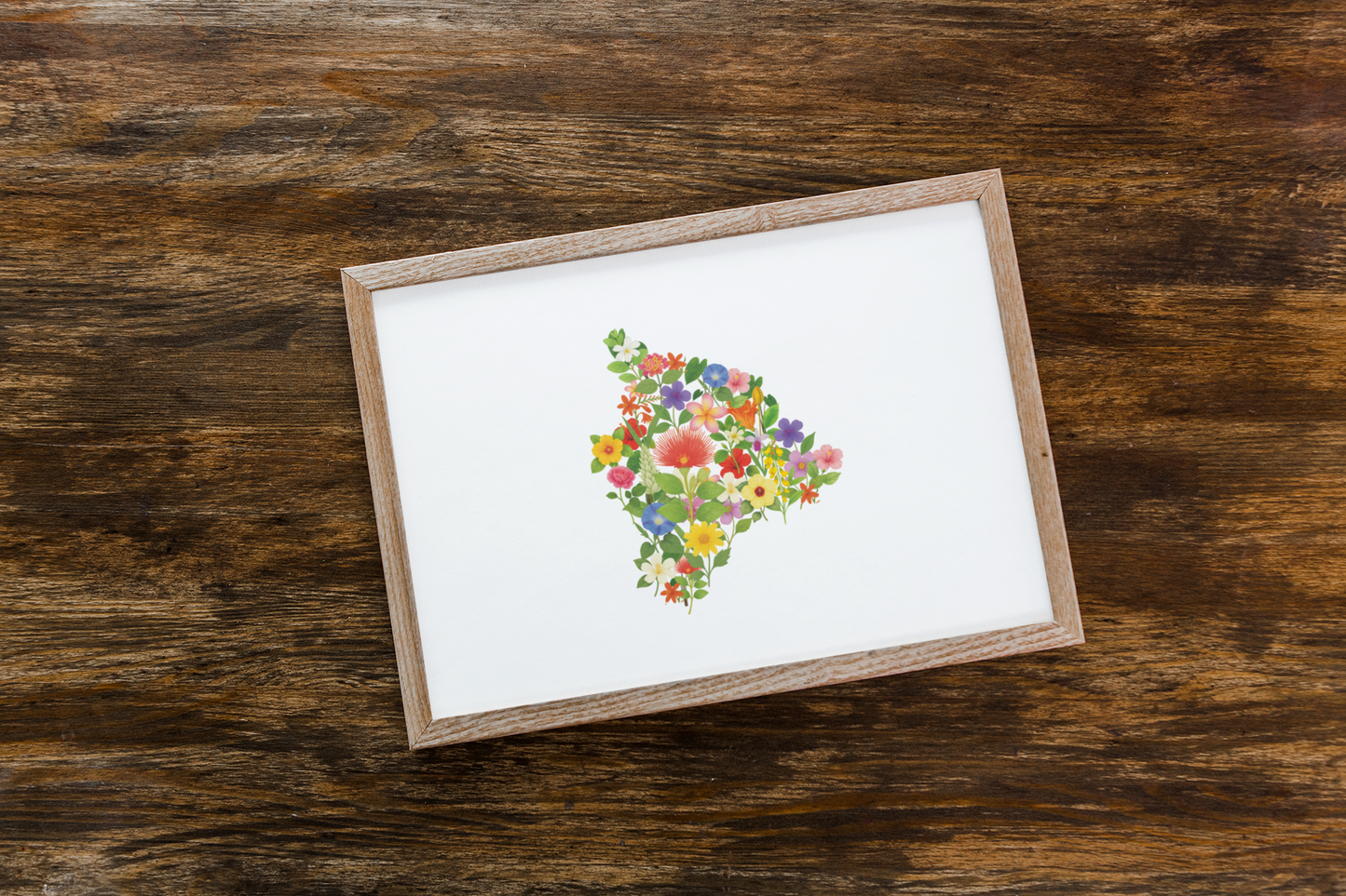 Island of Hawaii Wildflowers, Hawaii Map, Floral Hawaii Art Print, Nature Wall Decor, Botanical Poster, Gift for Nature Lovers, Home Decor