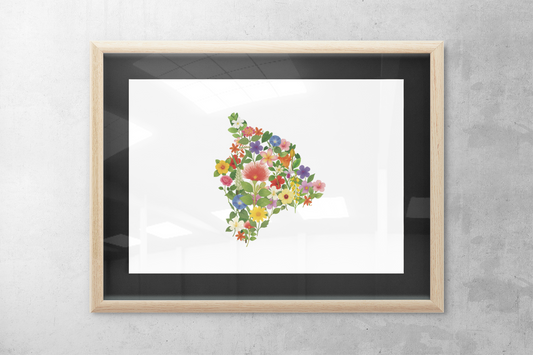 Island of Hawaii Wildflowers, Hawaii Map, Floral Hawaii Art Print, Nature Wall Decor, Botanical Poster, Gift for Nature Lovers, Home Decor