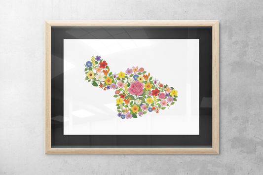 Maui Wildflowers, Maui Map, Floral Maui Art Print, Nature Wall Decor, Botanical Poster, Gift for Nature Lovers, Home Decor