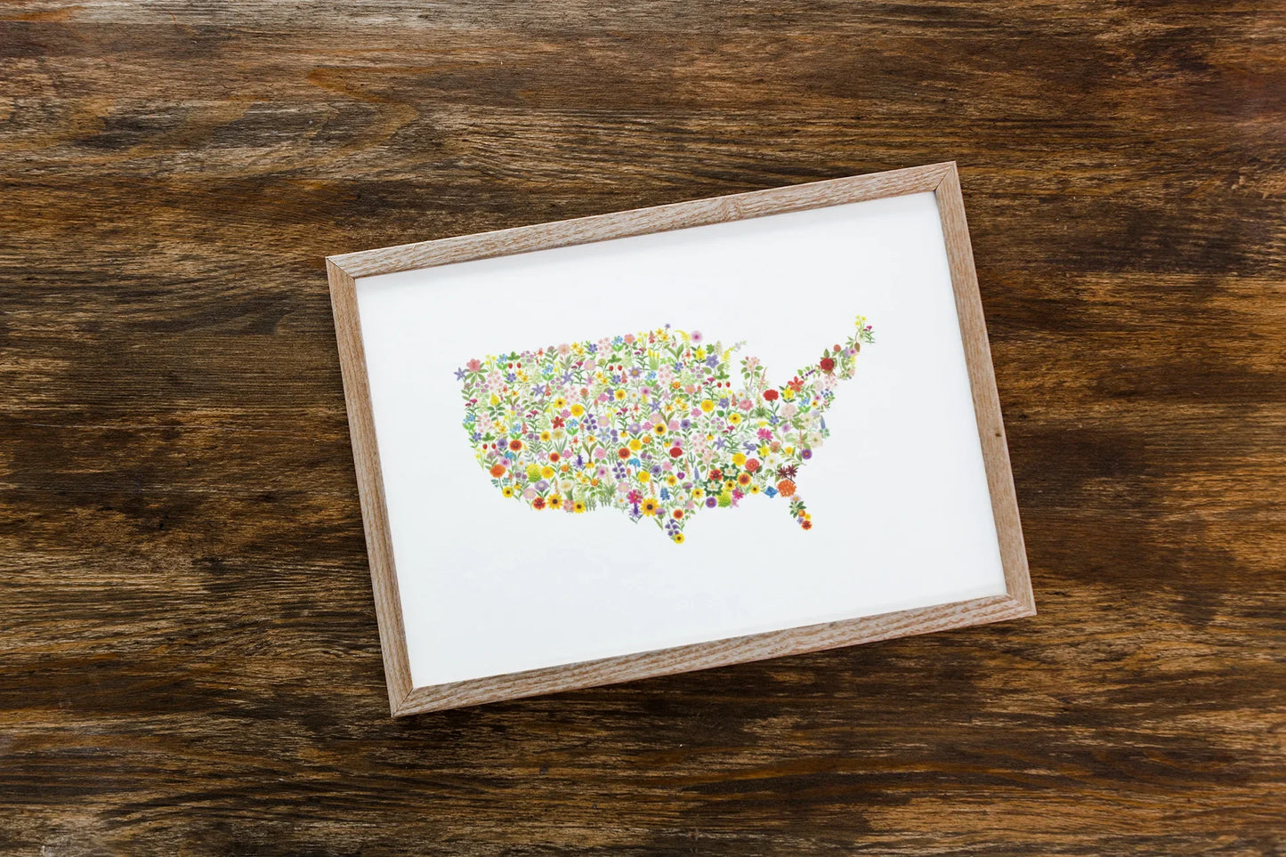 USA Wildflower Map Print - Watercolor Floral U.S. State Art Poster, Floral Wall Art, Gift for Nature Lovers, Living Room Decor