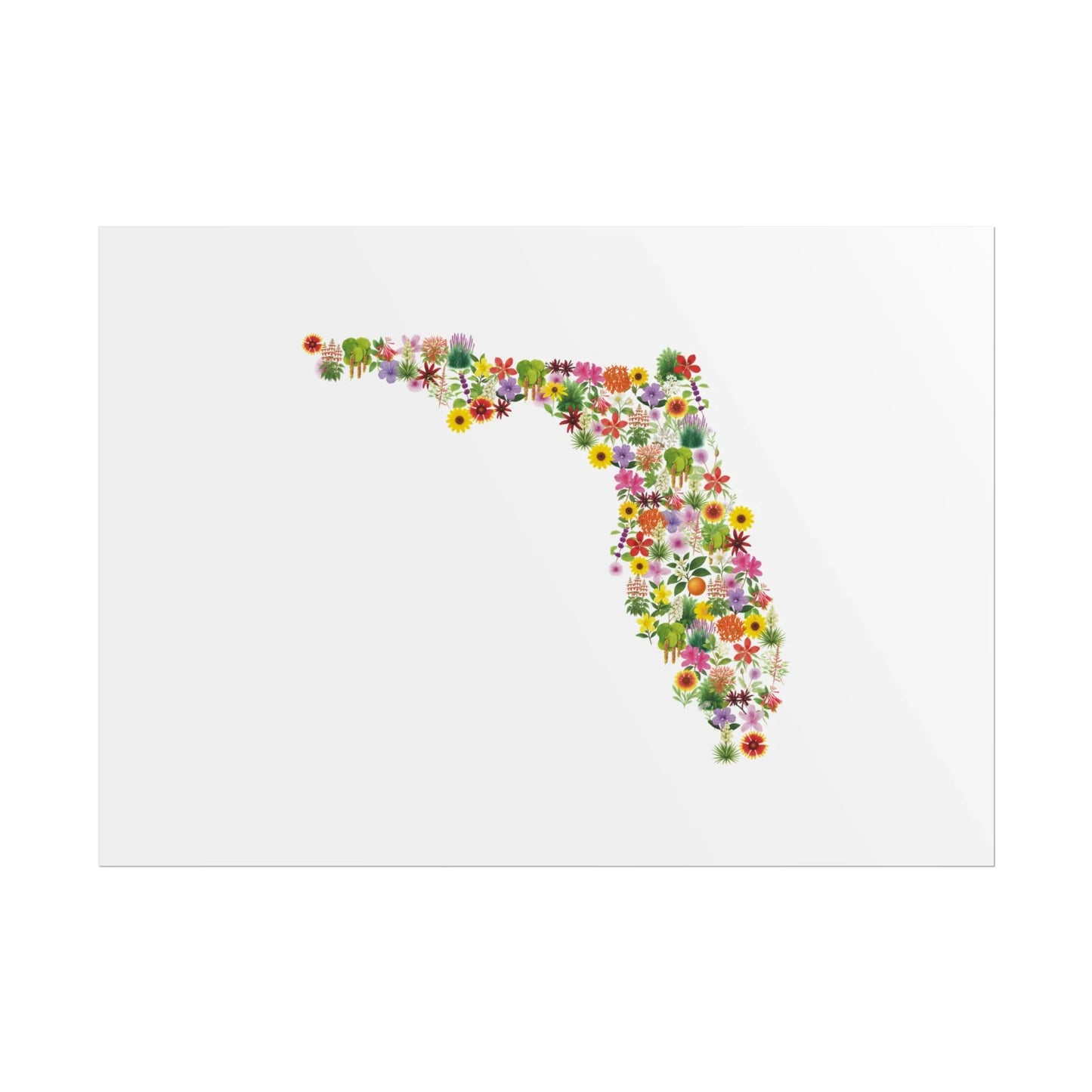 Florida Wildflowers, Florida Map, Floral Florida Art Print, Nature Wall Decor, Botanical Poster, Gift for Nature Lovers, Home Decor