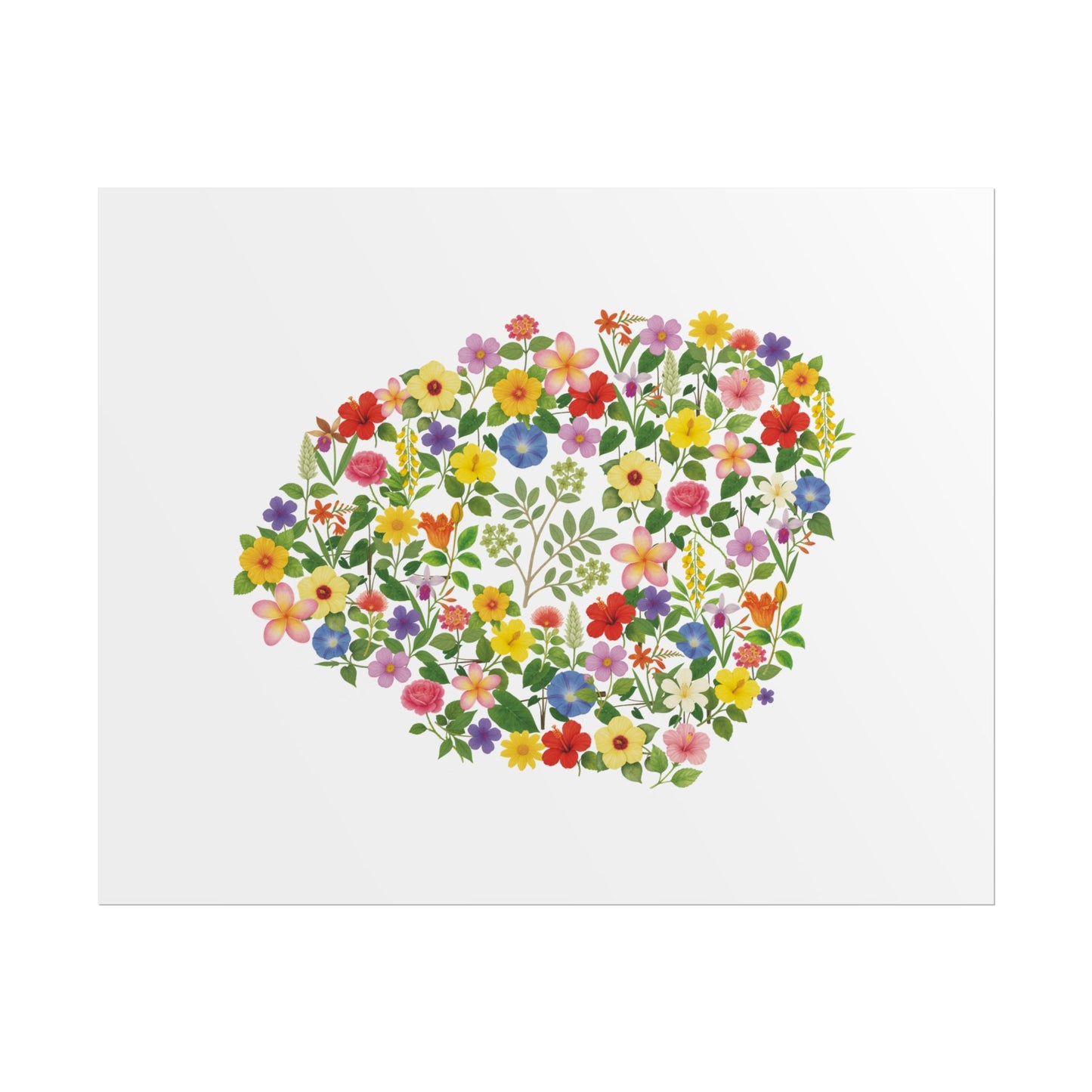 Kauai Wildflowers, Kauai Map, Floral Kauai Art Print, Nature Wall Decor, Botanical Poster, Gift for Nature Lovers, Home Decor