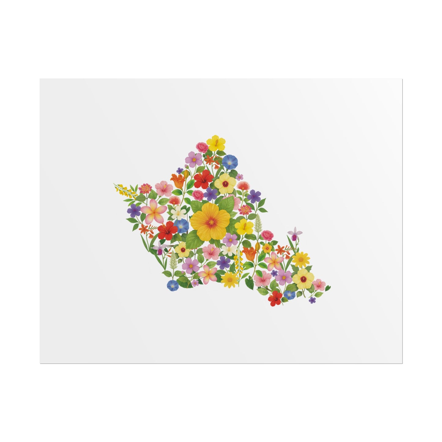 Oahu Wildflowers, Oahu Map, Floral Oahu Art Print, Nature Wall Decor, Botanical Poster, Gift for Nature Lovers, Home Decor