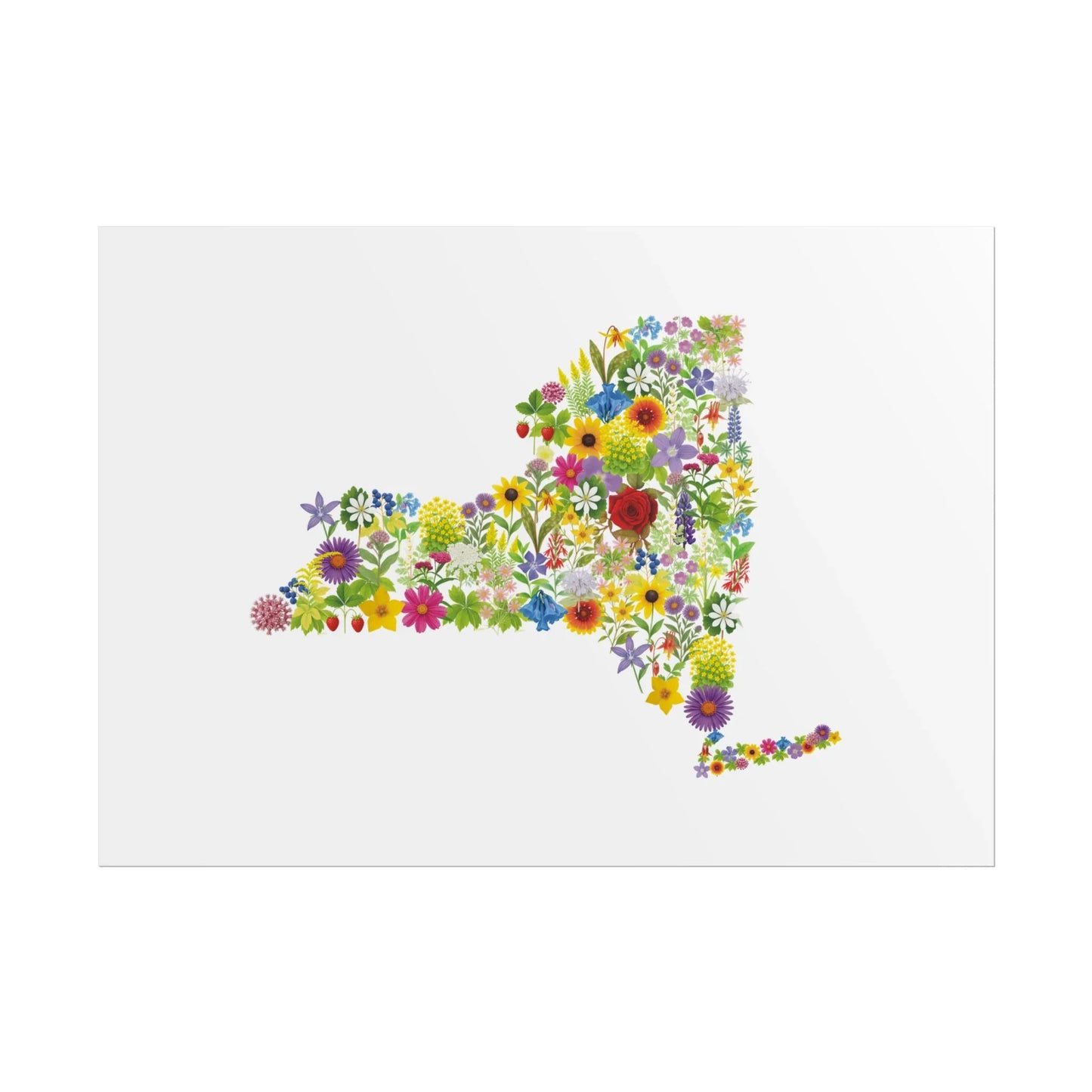 New York Wildflowers, New York Map, Floral New York Art Print, Nature Wall Decor, Botanical Poster, Gift for Nature Lovers, Home Decor