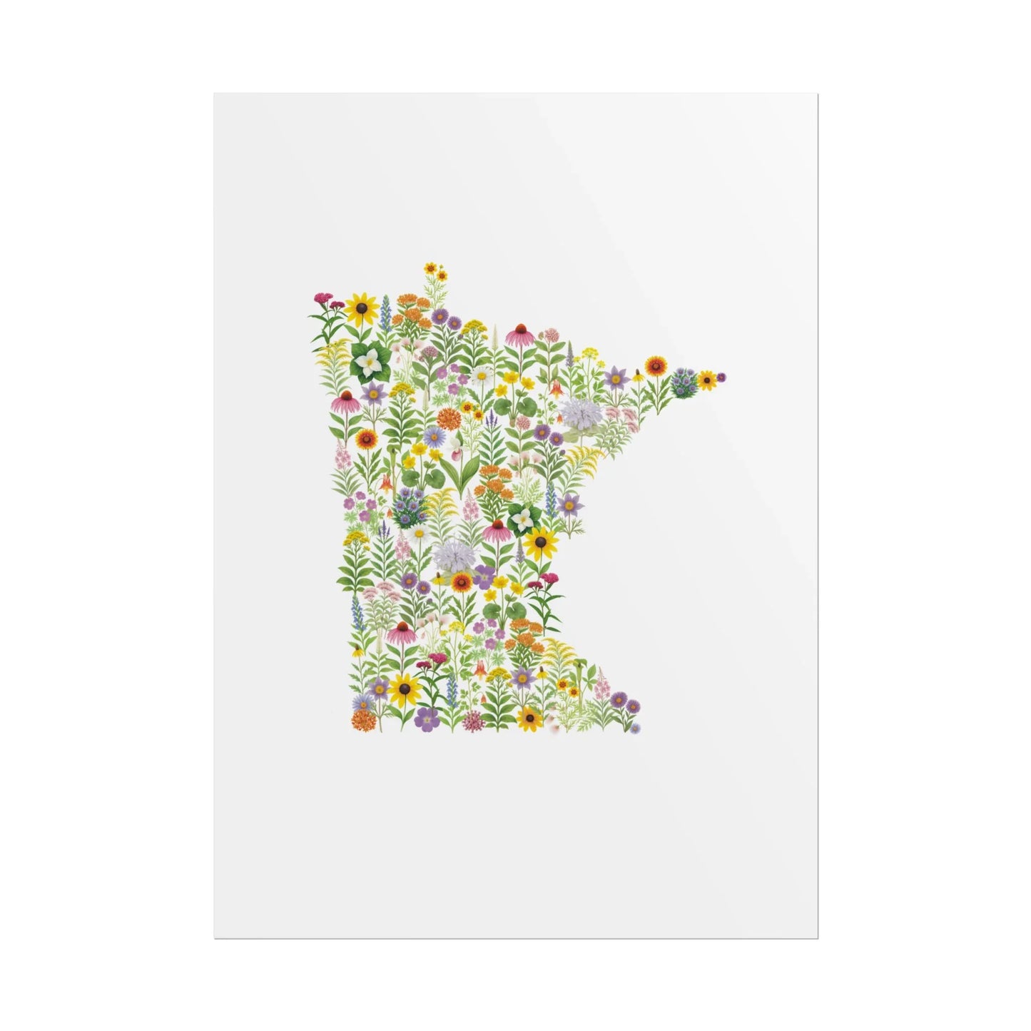 Minnesota Wildflowers, Minnesota Map, Vibrant Wall Art, Nature Wall Decor, Botanical Poster, Gift for Nature Lovers, Home Decor