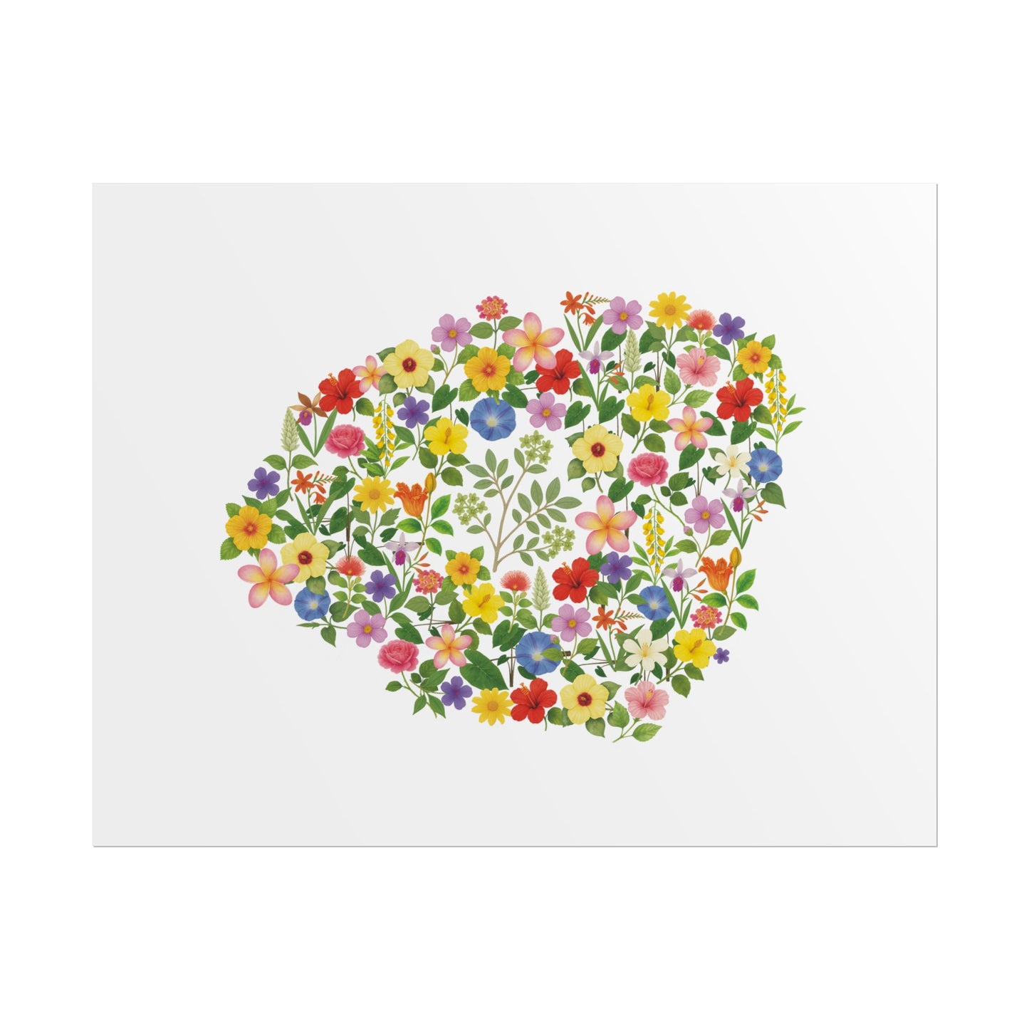 Kauai Wildflowers, Kauai Map, Floral Kauai Art Print, Nature Wall Decor, Botanical Poster, Gift for Nature Lovers, Home Decor