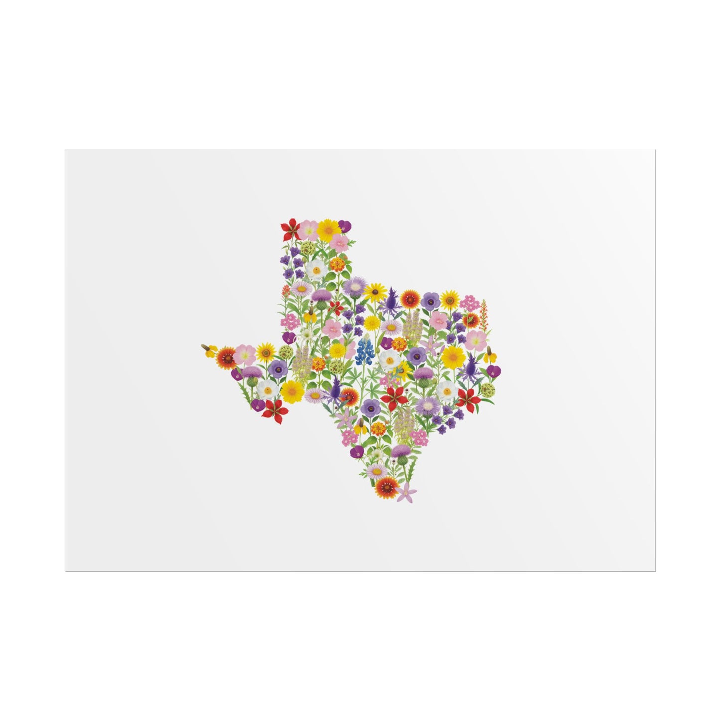 Texas Wildflowers, Texas Map, Floral Texas Art Print, Nature Wall Decor, Botanical Poster, Gift for Nature Lovers, Home Decor
