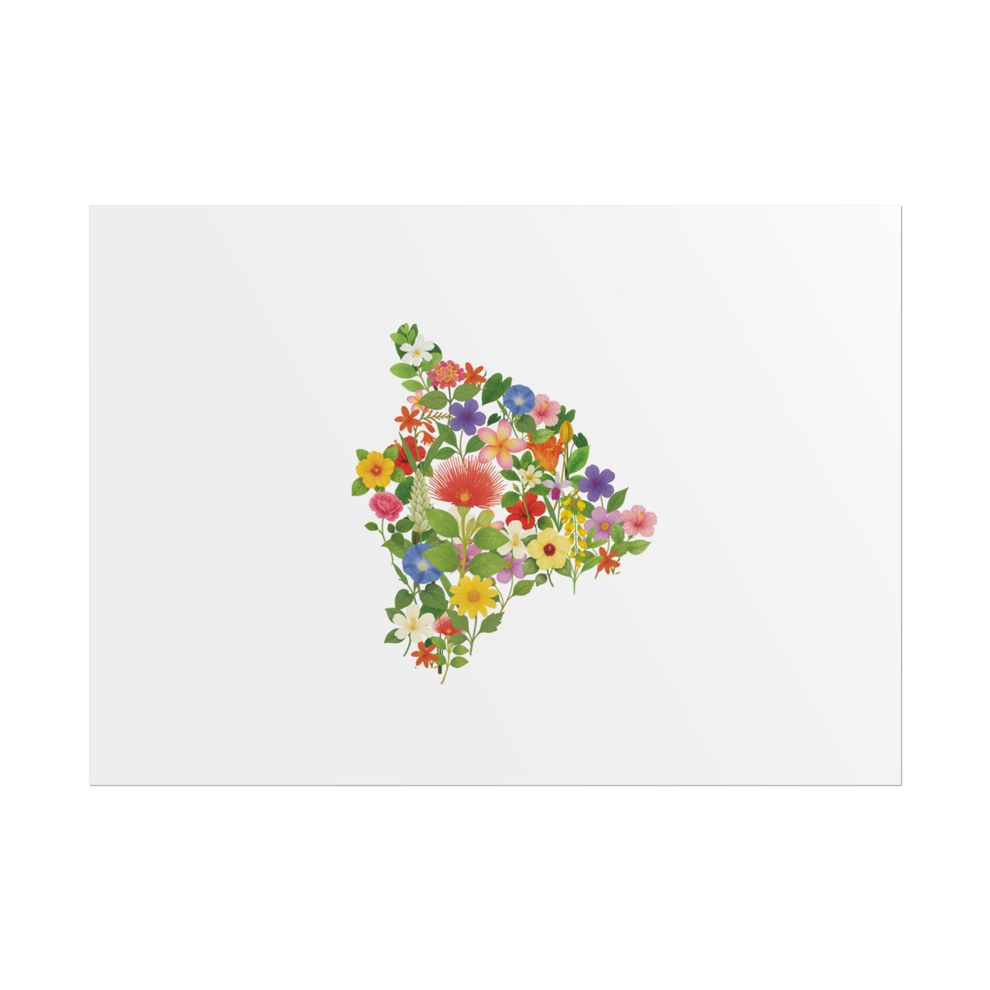 Island of Hawaii Wildflowers, Hawaii Map, Floral Hawaii Art Print, Nature Wall Decor, Botanical Poster, Gift for Nature Lovers, Home Decor