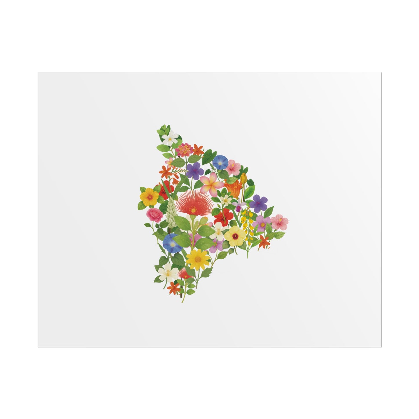 Island of Hawaii Wildflowers, Hawaii Map, Floral Hawaii Art Print, Nature Wall Decor, Botanical Poster, Gift for Nature Lovers, Home Decor