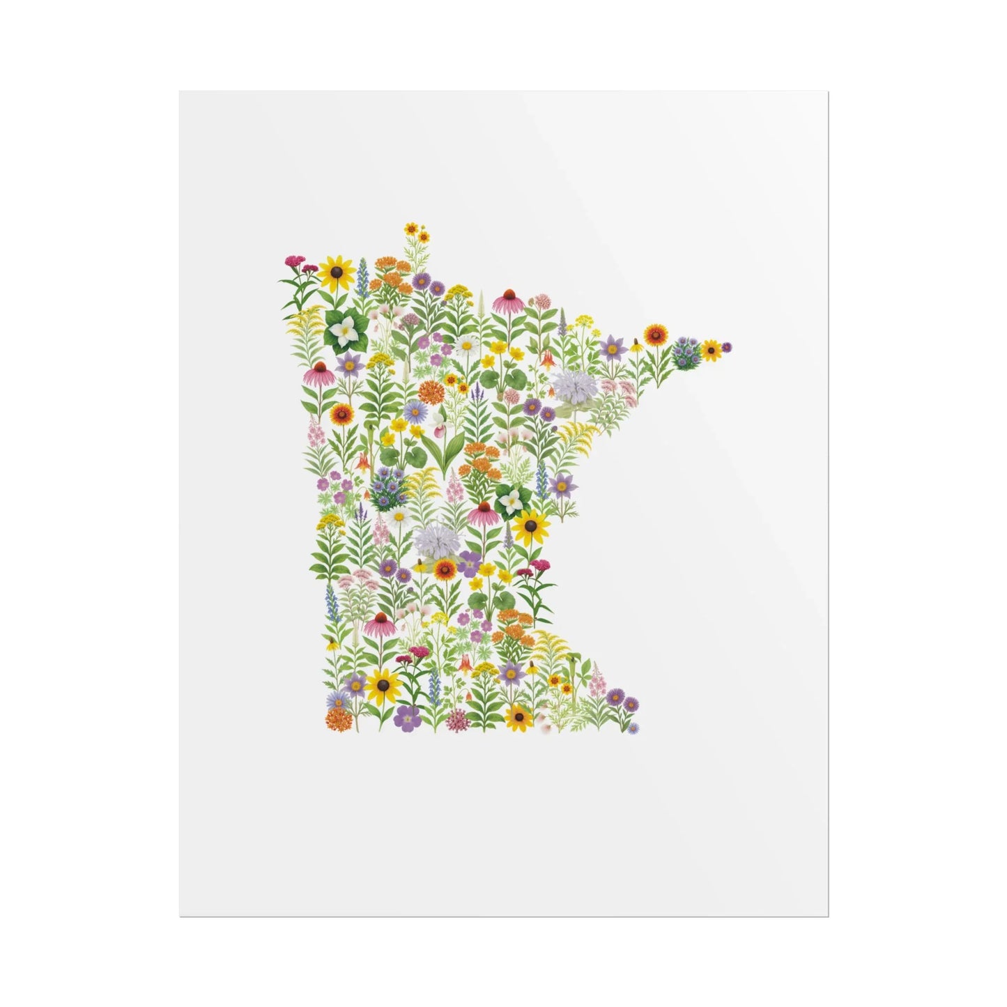 Minnesota Wildflowers, Minnesota Map, Vibrant Wall Art, Nature Wall Decor, Botanical Poster, Gift for Nature Lovers, Home Decor