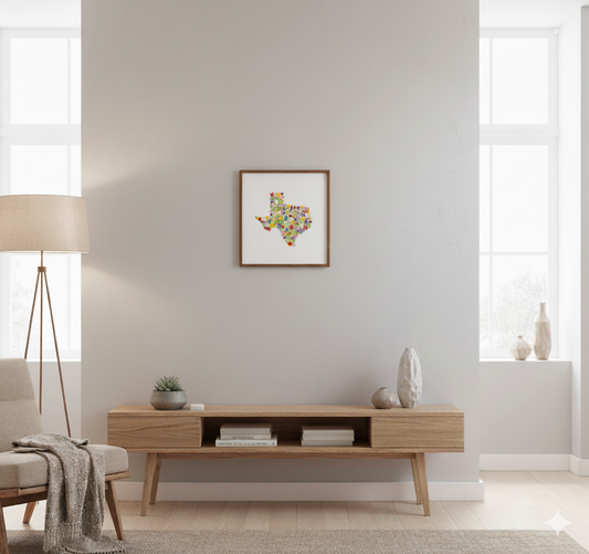 Texas Wildflowers, Texas Map, Floral Texas Art Print, Nature Wall Decor, Botanical Poster, Gift for Nature Lovers, Home Decor